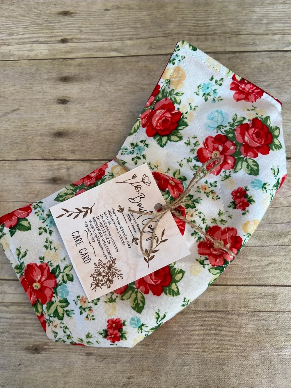 Microwave Bowl Cozy Reversible With Yellow Pioneer Woman Cotton Fabric Flowers
